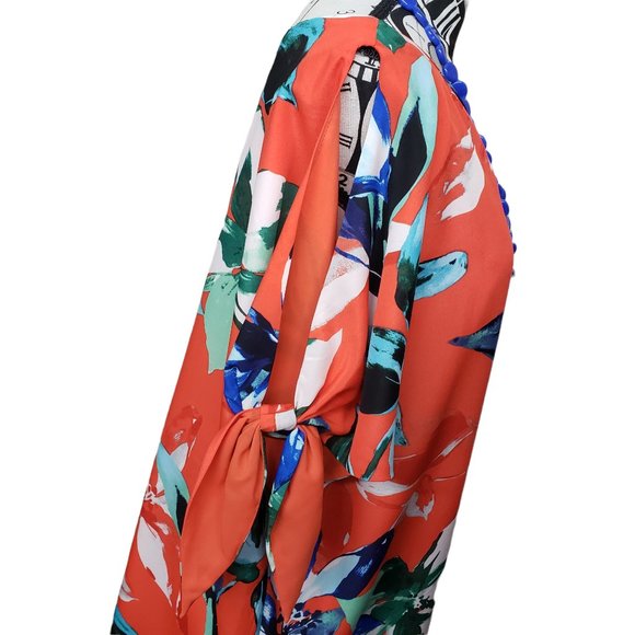 Vince Camuto Women's sz 12 Orange Floral knee length lined dress - Preloved - Picture 4 of 9